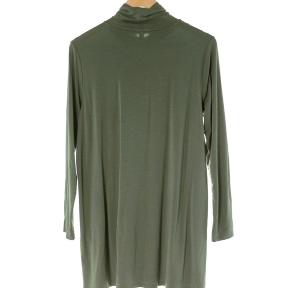 NWT Eileen Fisher Fine Jersey Turtleneck Fluid Tunic Cypress Green Womens M Boho - Picture 3 of 7